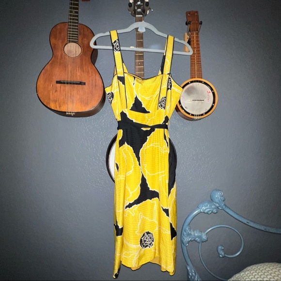 Big yellow flower print dress from anthropologie - Picture 2 of 5